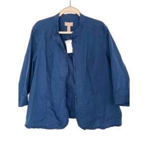 Chico's 3 Navy Open Ruffle Hem Blazer Jacket US XL/16 NEW Timeless Career D92
